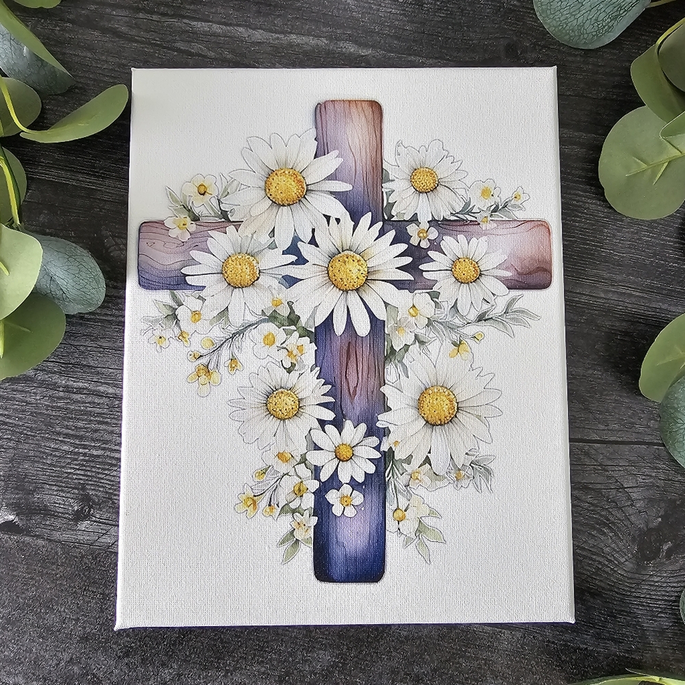 Floral Cross Canvas Art